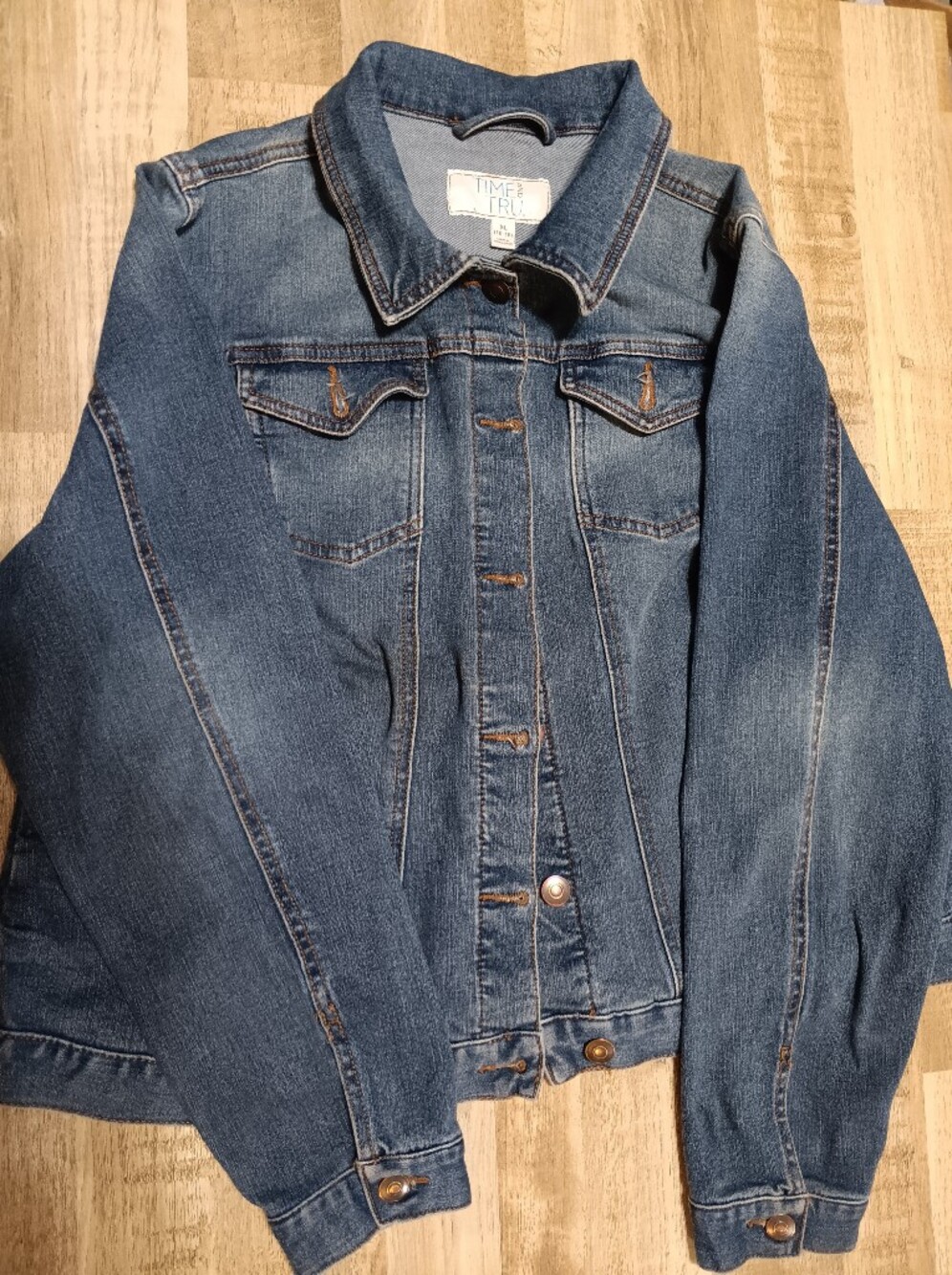 Womens Classic Blue Denim Jacket - Casual Jean Jacket Time And Tru Size Xl 16-18